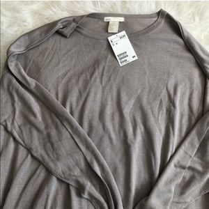 NWT XL H&M thin long sleeve sweater gray flowy com